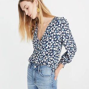Madewell Tie-Sleeve Button-Down Top in French Floral